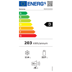 Samsung RB34C632DSA/EF inox, alulfagyasztós, Hűtő:227L, Fagyasztó:114L, hűtőszekrény (Újszerű)