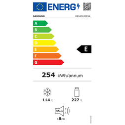 Samsung RB34C632ESA/EF alulfagyasztós Hűtő:227L, Fagyasztó:114L, hűtőszekrény