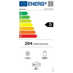 Samsung RB34C670DSA/EF inox, alulfagyasztós, Hűtő:230L, Fagyasztó:114L, hűtőszekrény (Használt - A)