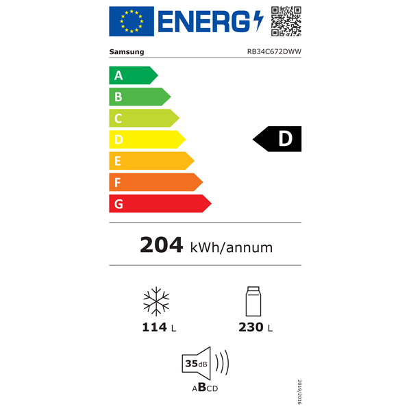 Samsung RB34C672DWW/EF fehér, alulfagyasztós, Hűtő:230L, Fagyasztó:114L, hűtőszekrény (Újszerű)