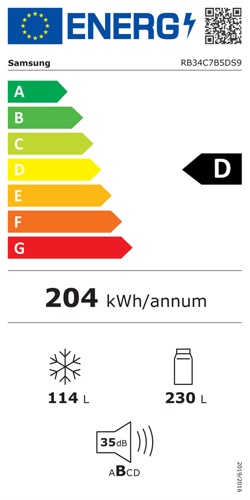Samsung RB34C7B5DS9/EF inox, alulfagyasztós, Hűtő:230L, Fagyasztó:114L, hűtőszekrény (Újszerű)