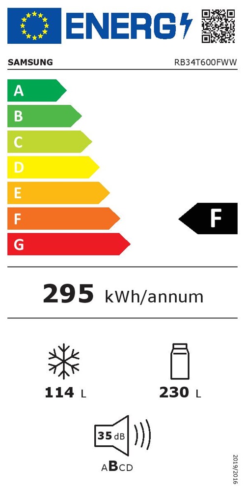 Samsung RB34T600FWW/EF fehér, alulfagyasztós, Hűtő:230L, Fagyasztó:114L, hűtőszekrény
