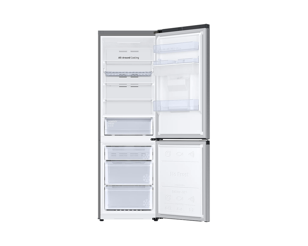 Samsung RB34T632DSA/EF ezüst, alulfagyasztós, Hűtő:227L, Fagyasztó:114L, No frost hűtőszekrény