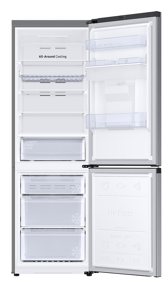 Samsung RB34T632DSA/EF ezüst, alulfagyasztós, Hűtő:227L, Fagyasztó:114L, No frost hűtőszekrény