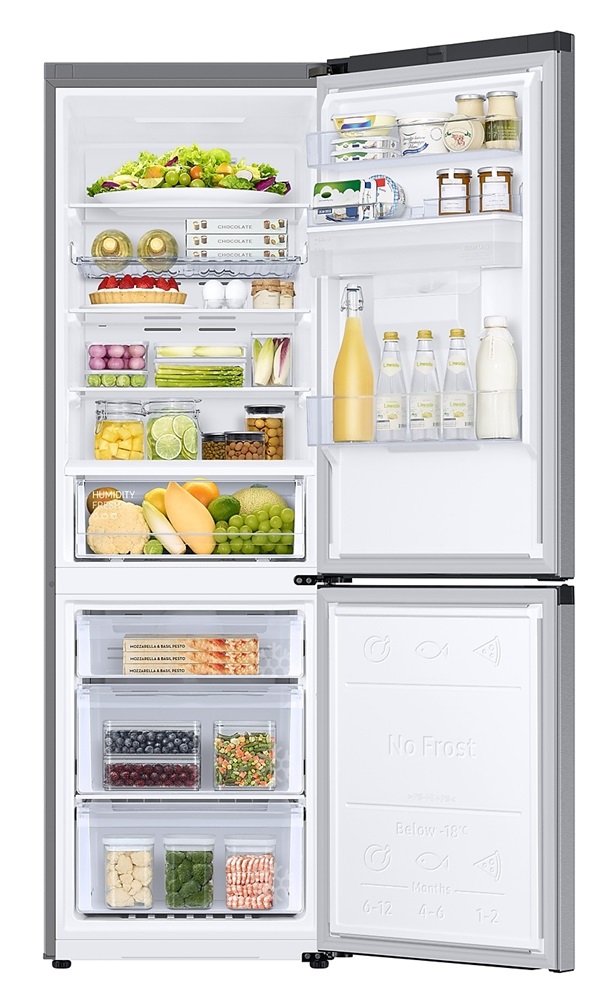 Samsung RB34T632DSA/EF ezüst, alulfagyasztós, Hűtő:227L, Fagyasztó:114L, No frost hűtőszekrény