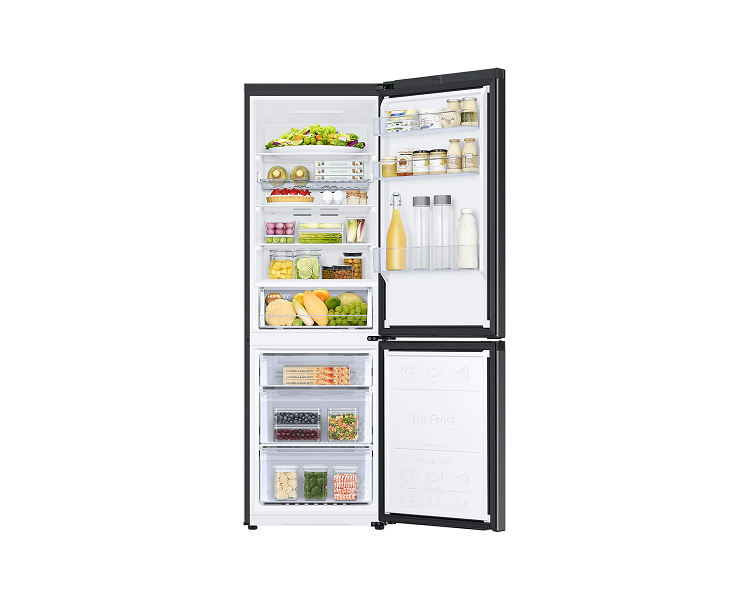 Samsung RB34T672DBN/EF fekete, alulfagyasztós, Hűtő:230L, Fagyasztó:114L, No frost hűtőszekrény