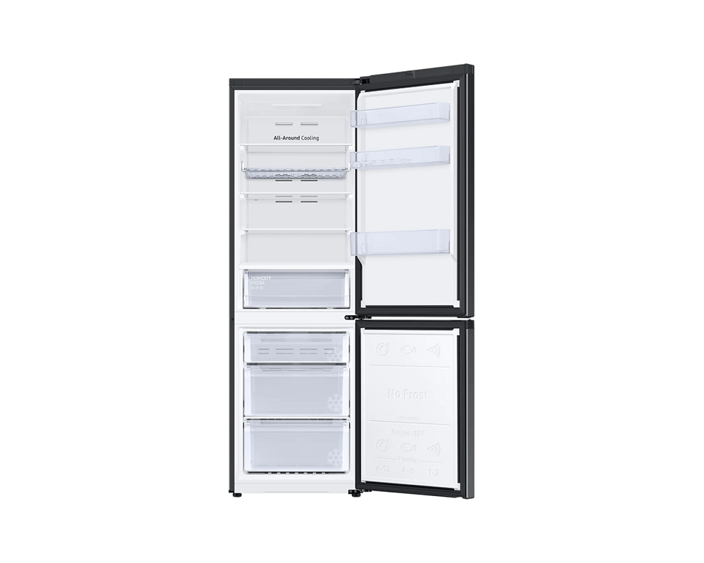 Samsung RB34T672DBN/EF fekete, alulfagyasztós, Hűtő:230L, Fagyasztó:114L, No frost hűtőszekrény