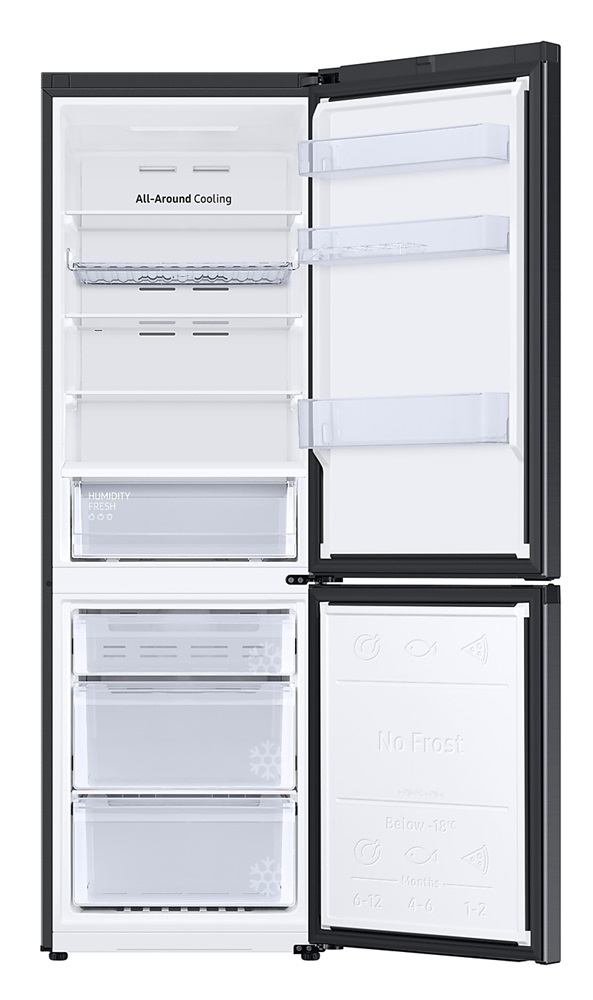 Samsung RB34T672DBN/EF fekete, alulfagyasztós, Hűtő:230L, Fagyasztó:114L, No frost hűtőszekrény