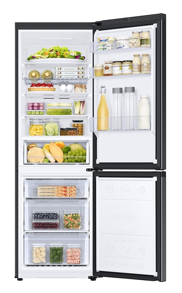 Samsung RB34T672DBN/EF fekete, alulfagyasztós, Hűtő:230L, Fagyasztó:114L, No frost hűtőszekrény