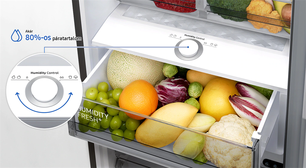 Samsung RB38A6B1DS9/EF inox, alulfagyasztós, Hűtő:276L, Fagyasztó:114L, No frost hűtőszekrény