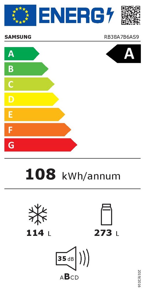 Samsung RB38A7B6AS9/EF inox, alulfagyasztós, Hűtő:273L, Fagyasztó:114L, Twin Cooling Plus hűtőszekrény