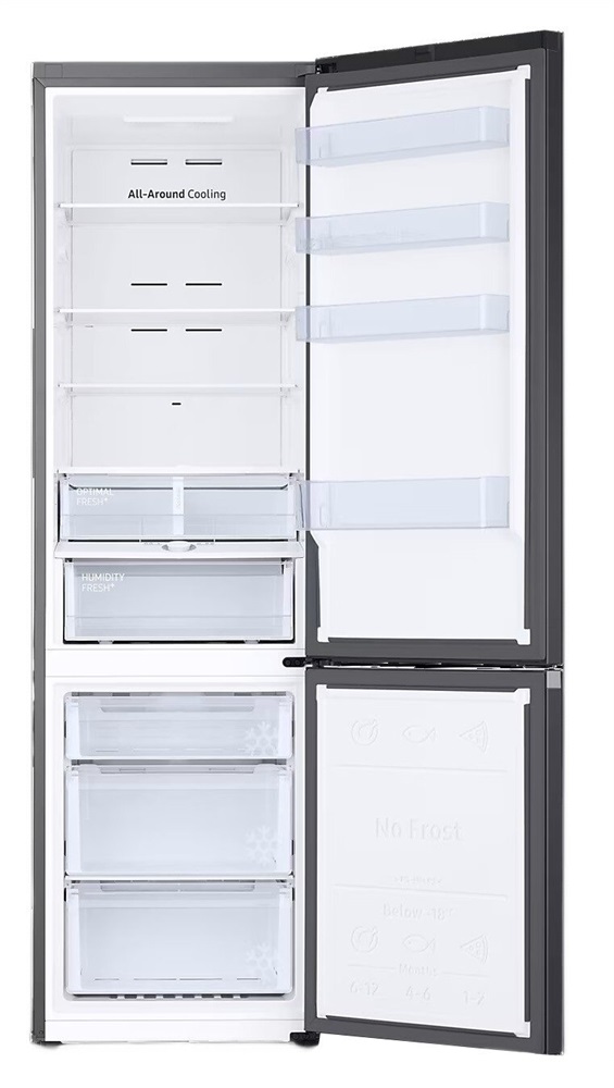 Samsung RB38C603DB1/EF antracit, alulfagyasztós, Hűtő:276L, Fagyasztó:114L, hűtőszekrény