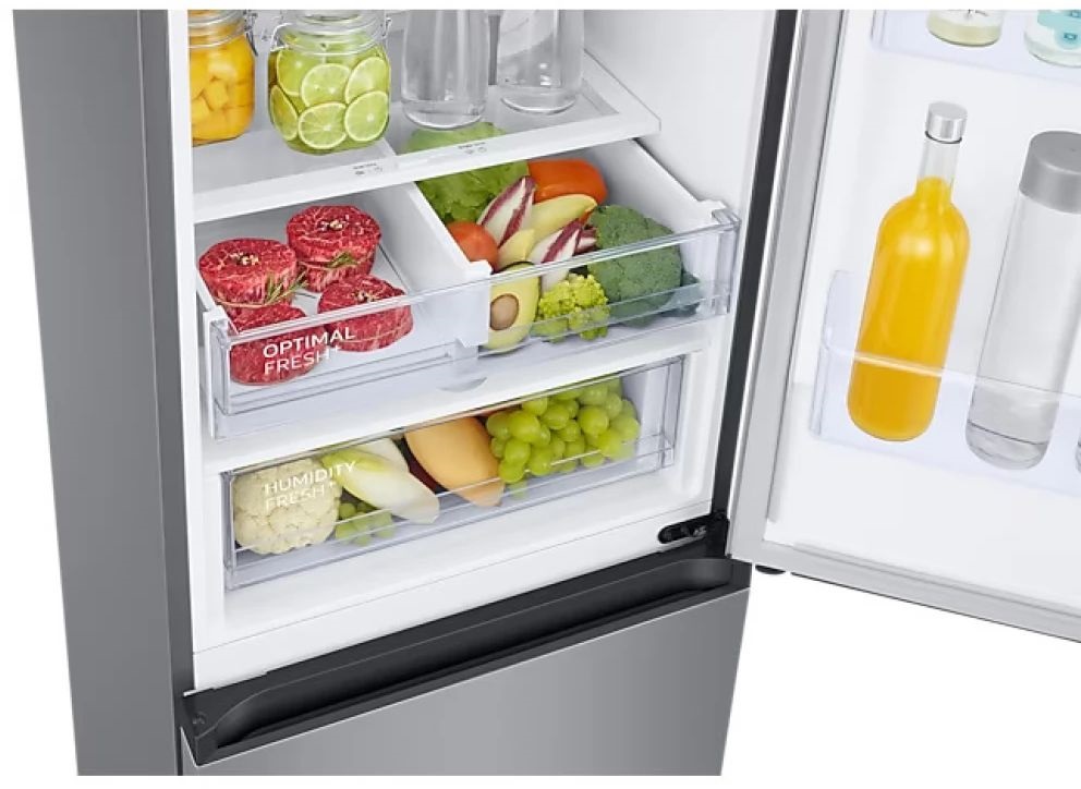 Samsung RB38C672ESA/EF inox, alulfagyasztós, Hűtő:276L, Fagyasztó:114L, hűtőszekrény (Újszerű)