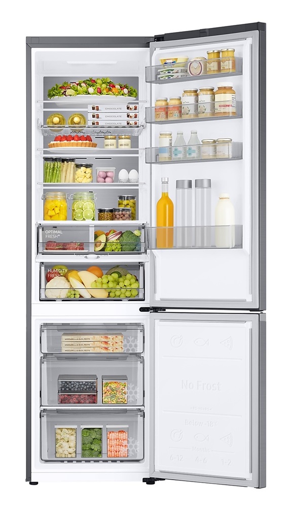 Samsung RB38C775CSR/EF inox, alulfagyasztós, Hűtő:276L, Fagyasztó:114L, No frost hűtőszekrény