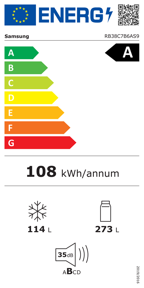 Samsung RB38C7B6AS9/EF inox, alulfagyasztós, Hűtő:273L, Fagyasztó:114L, hűtőszekrény