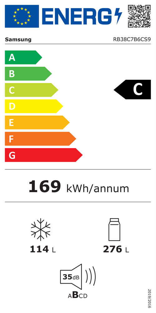 Samsung RB38C7B6CS9/EF inox, alulfagyasztós, Hűtő:276L, Fagyasztó:114L, hűtőszekrény