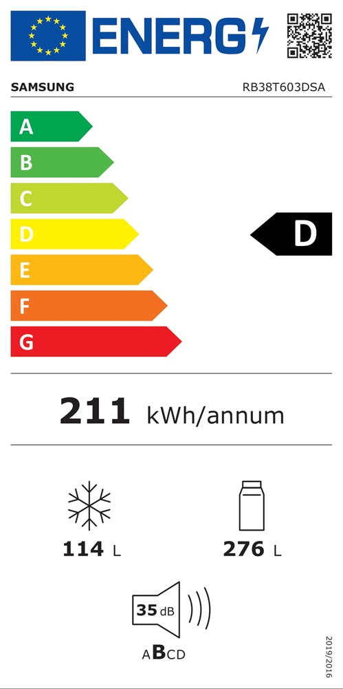 Samsung RB38T603DSA/EF ezüst, alulfagyasztós, Hűtő:276L, Fagyasztó:114L, No frost hűtőszekrény