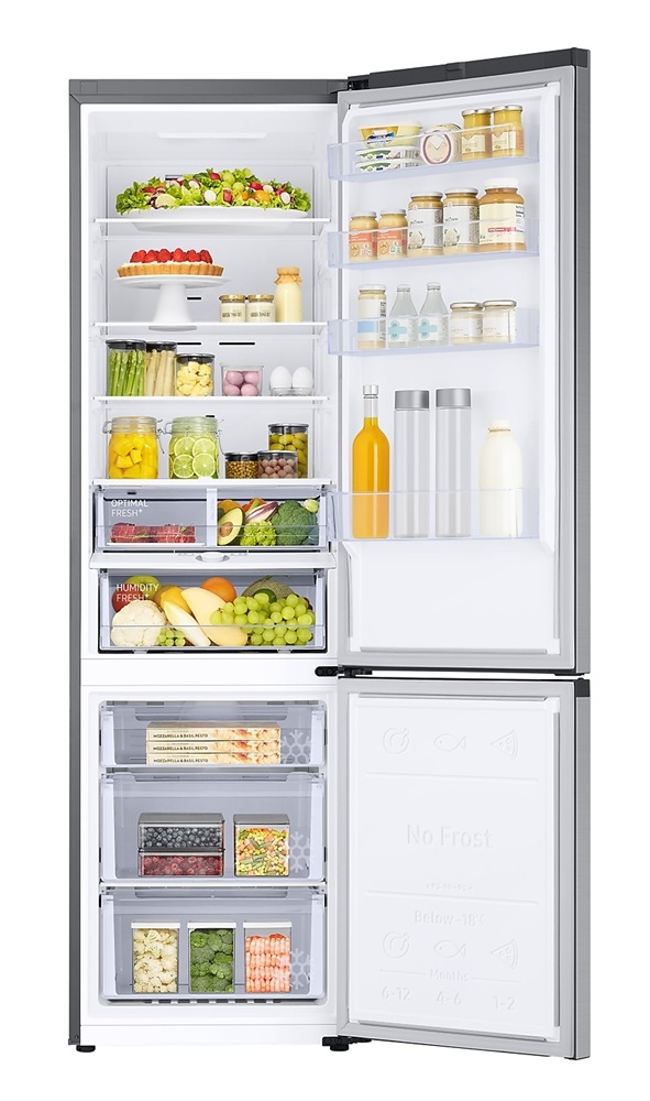 Samsung RB38T603DSA/EF ezüst, alulfagyasztós, Hűtő:276L, Fagyasztó:114L, No frost hűtőszekrény