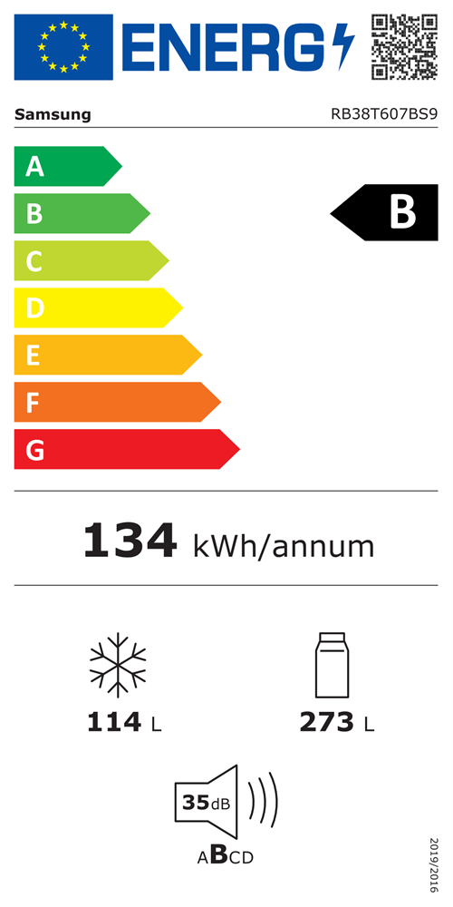 Samsung RB38T607BS9/EF inox, alulfagyasztós, Hűtő:273L, Fagyasztó:114L, hűtőszekrény