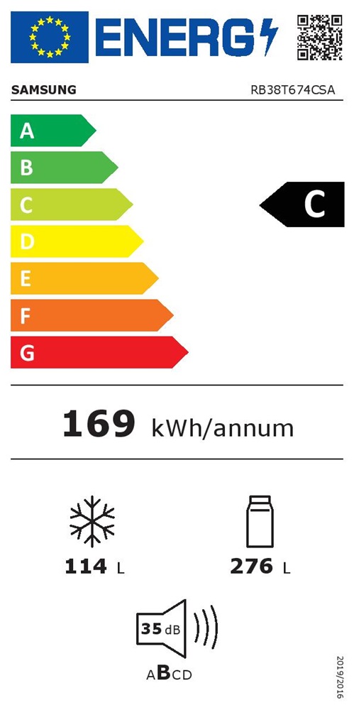 Samsung RB38T674CSA/EF inox, alulfagyasztós, Hűtő:276L, Fagyasztó:114L, No frost hűtőszekrény