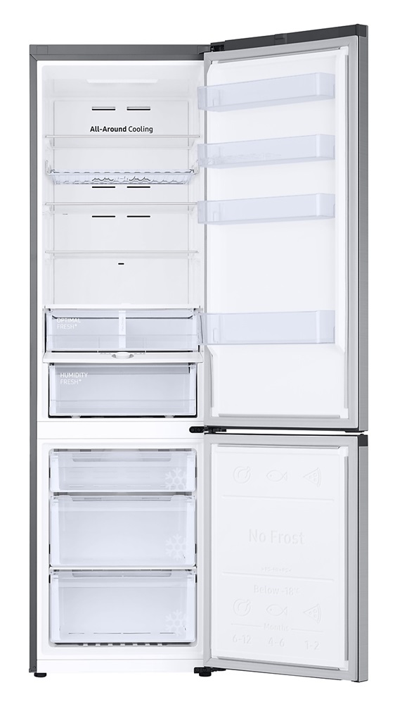 Samsung RB38T675DSA/EF inox, alulfagyasztós, Hűtő:276L, Fagyasztó:114L, No frost hűtőszekrény
