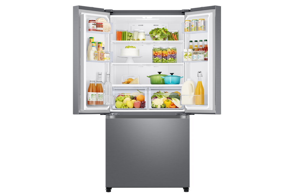 Samsung RF50A5002S9/EO ezüst, francia ajtós, alulfagyasztós, Hűtő:331L, Fagyasztó:165L, Twin Cooling Plus hűtőszekrény