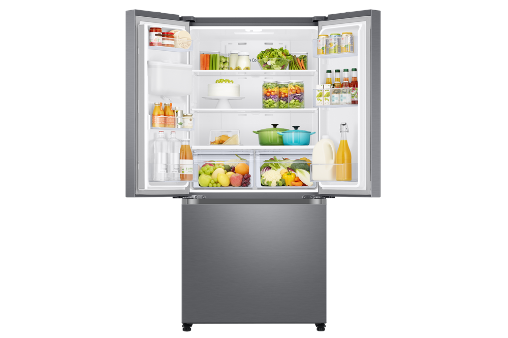 Samsung RF50A5202S9/EO ezüst, francia ajtós, alulfagyasztós, Hűtő:330L, Fagyasztó:165L, Twin Cooling Plus hűtőszekrény