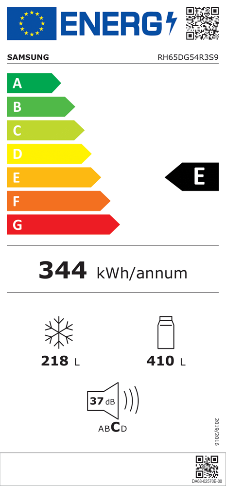 Samsung RH65DG54R3S9EO inox, Side-by-Side, Hűtő:410L, Fagyasztó:218L, hűtőszekrény