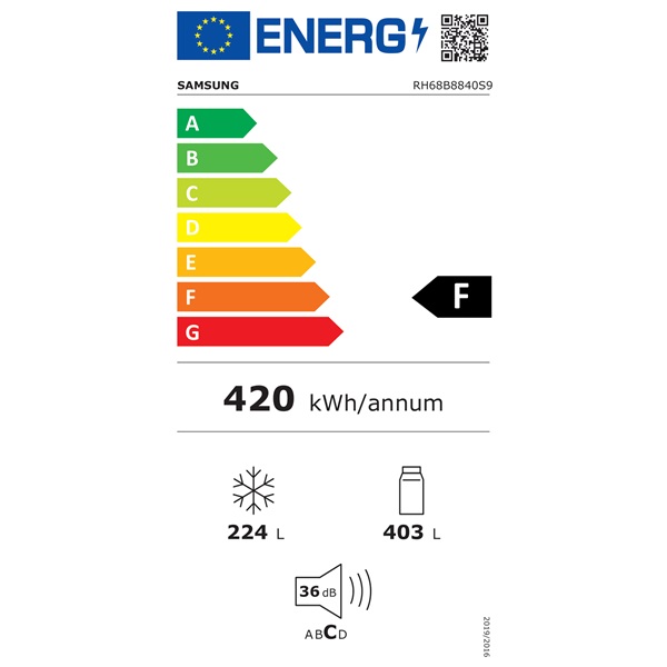 Samsung RH68B8840S9/EF side-by-side hűtőszekrény
