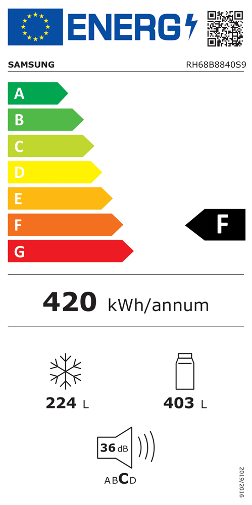 Samsung RH68B8840S9/EF inox, Side-by-Side, Hűtő:403L, Fagyasztó:224L, Twin Cooling Plus hűtőszekrény