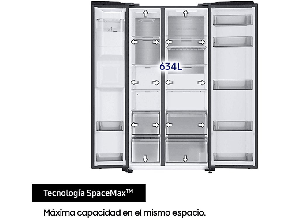 Samsung RS68CG885DB1EF fekete, Side-by-Side, Hűtő:225L, Fagyasztó:225L, Twin Cooling Plus hűtőszekrény