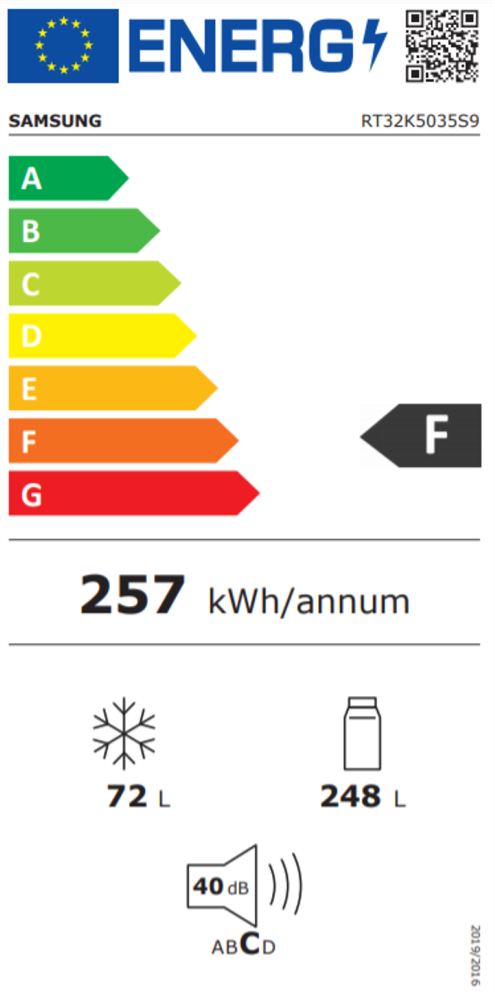 Samsung RT32K5035S9/EO ezüst, felülfagyasztós, Hűtő:251L, Fagyasztó:72L, No frost hűtőszekrény