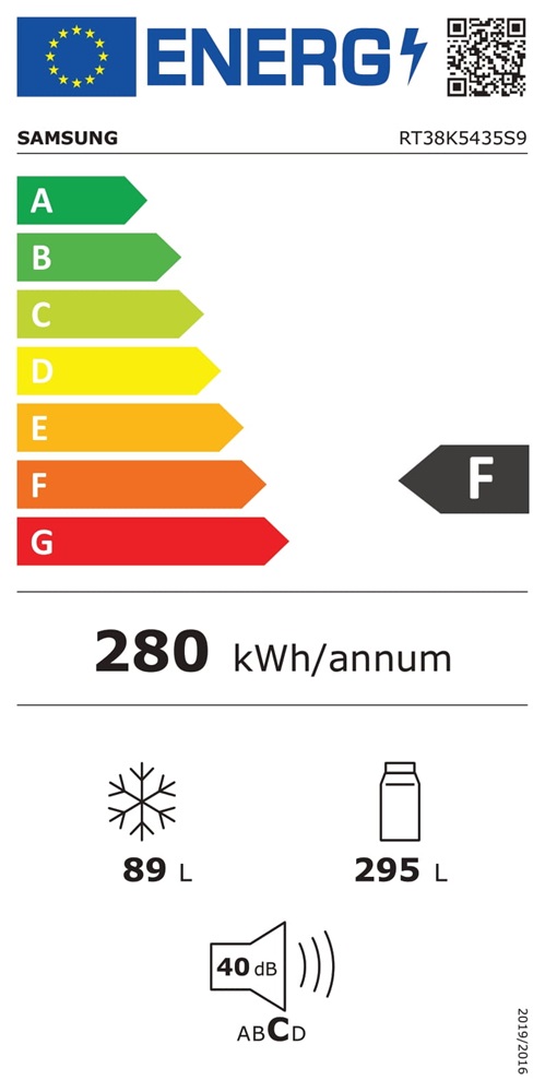 Samsung RT38K5435S9/EO ezüst, felülfagyasztós, Hűtő:295L, Fagyasztó:89L, No frost hűtőszekrény