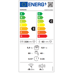 Samsung WD80T634DBH/S6 8 kg elöltöltős mosó-szárítógép