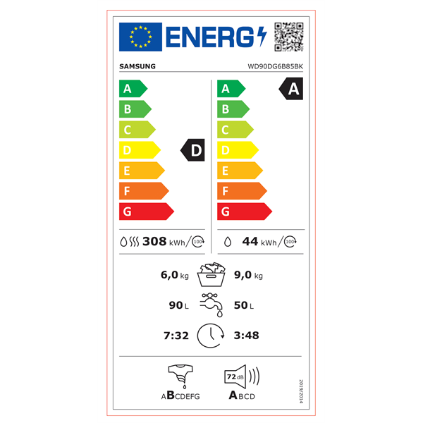 Samsung WD90DG6B85BKU4 mosó-szárítógép