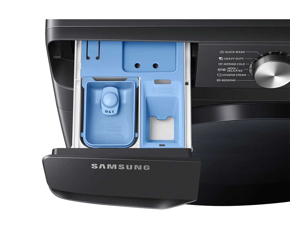 Samsung WF18T8000GV/LE fekete, elöltöltős, max.1100ford., 18 kg, mosógép