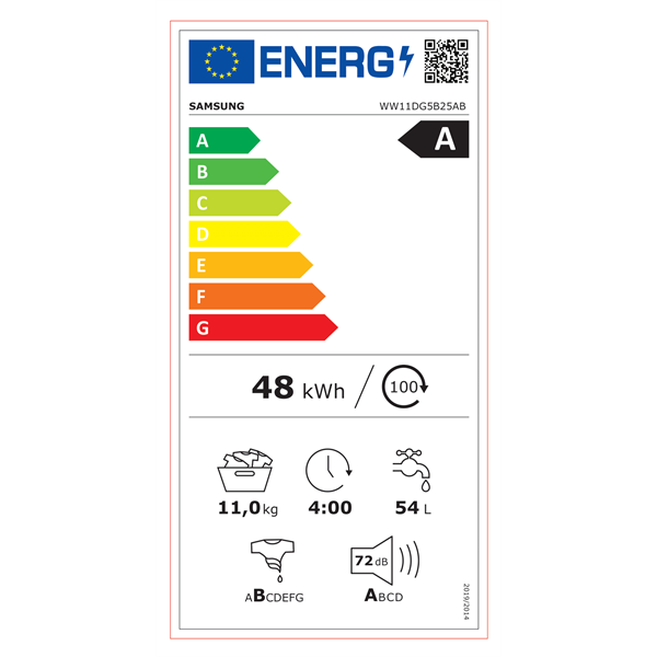 Samsung WW11DG5B25ABLE fekete 11 kg elöltöltős mosógép