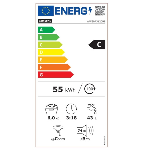 Samsung WW60A3120BE/LE keskeny 6 kg elöltöltős mosógép (Újszerű)