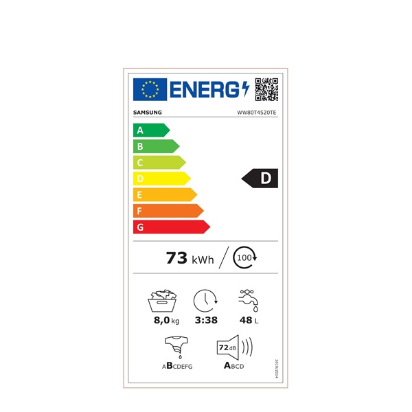 Samsung WW80T4520TE/LE elöltöltős mosógép (Használt - B)