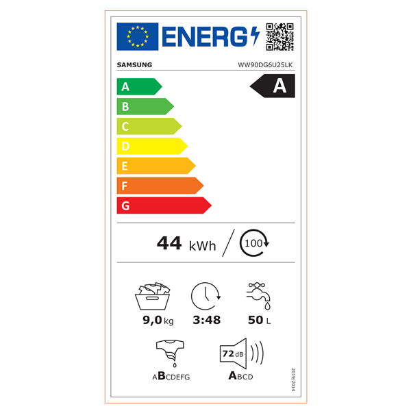Samsung WW90DG6U25LKU4 9 kg elöltöltős mosógép