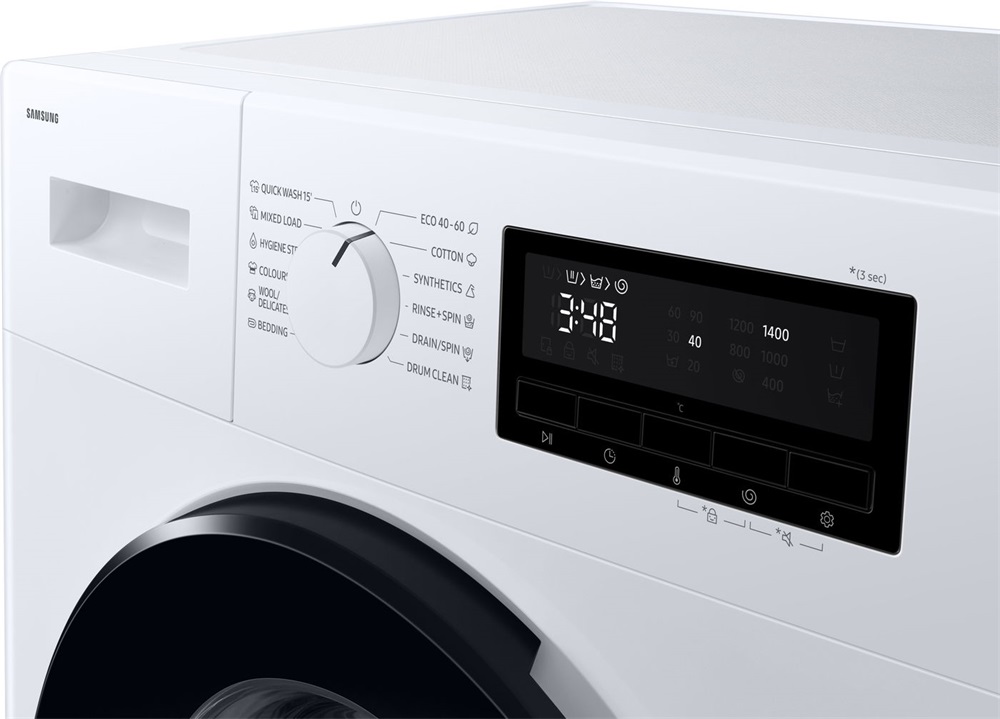 Samsung WW90FG3M05AWLF fehér, elöltöltős, keskeny, max.1400ford., 9 kg, mosógép