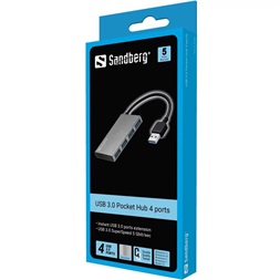 Sandberg 133-88 Hub és elosztó, USB 3.0 Pocket Hub 4 ports