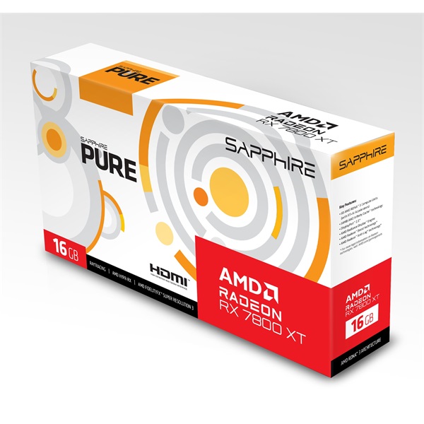 Sapphire AMD RX 7800 XT PURE Radeon 16GB GDDR6 PCIe videokártya