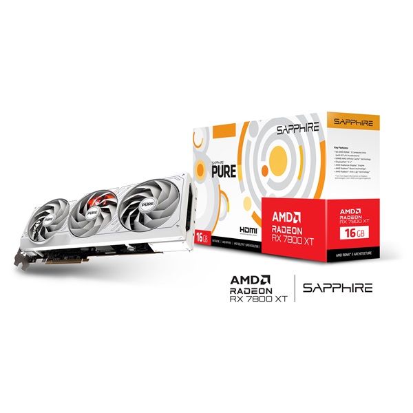 Sapphire AMD RX 7800 XT PURE Radeon 16GB GDDR6 PCIe videokártya