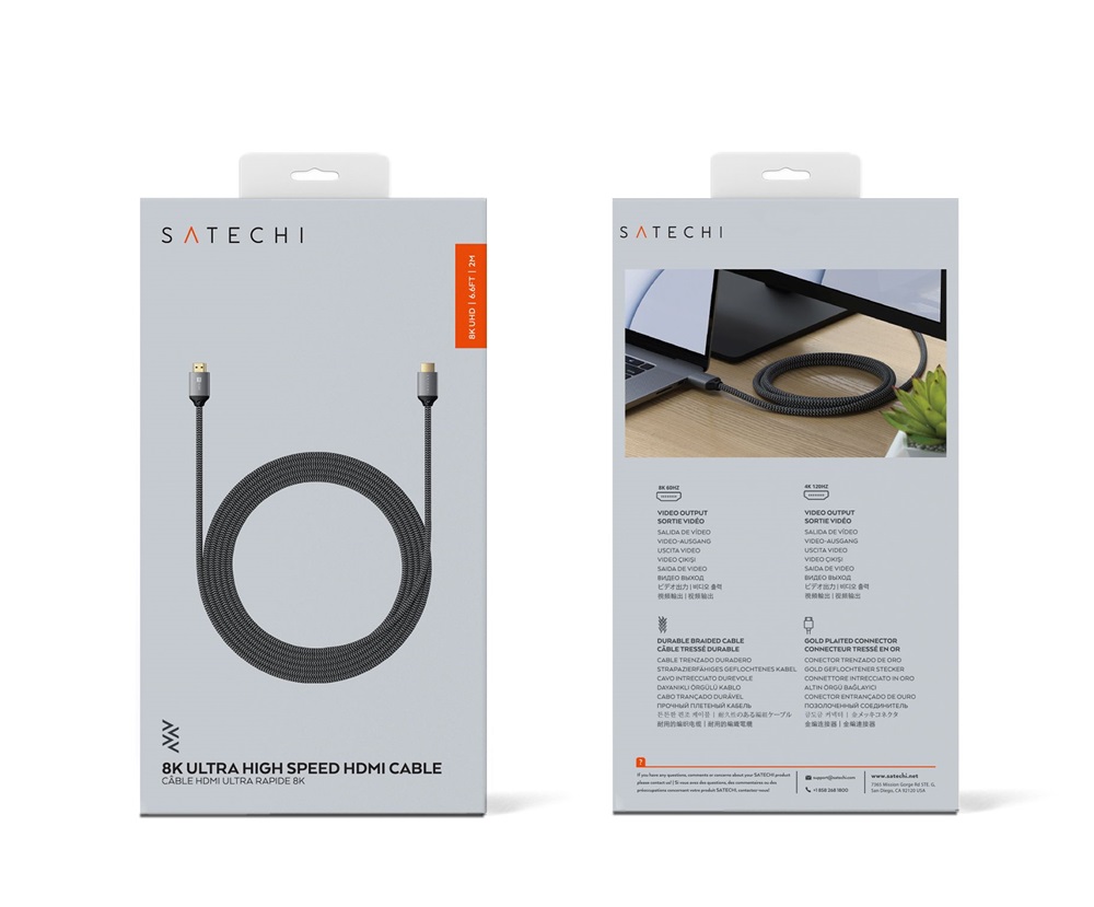 Satechi ST-8KHC2MM 2m 8K HDMI fekete kábel
