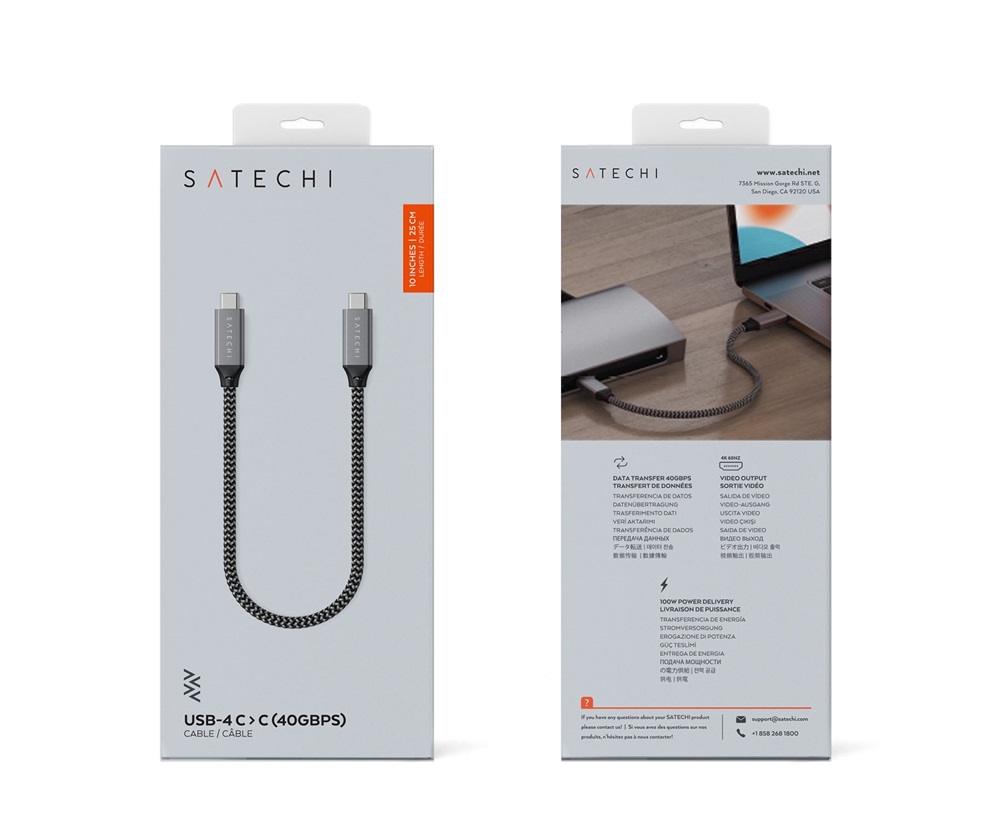 Satechi ST-U4C25M 25cm USB 4 szürke kábel