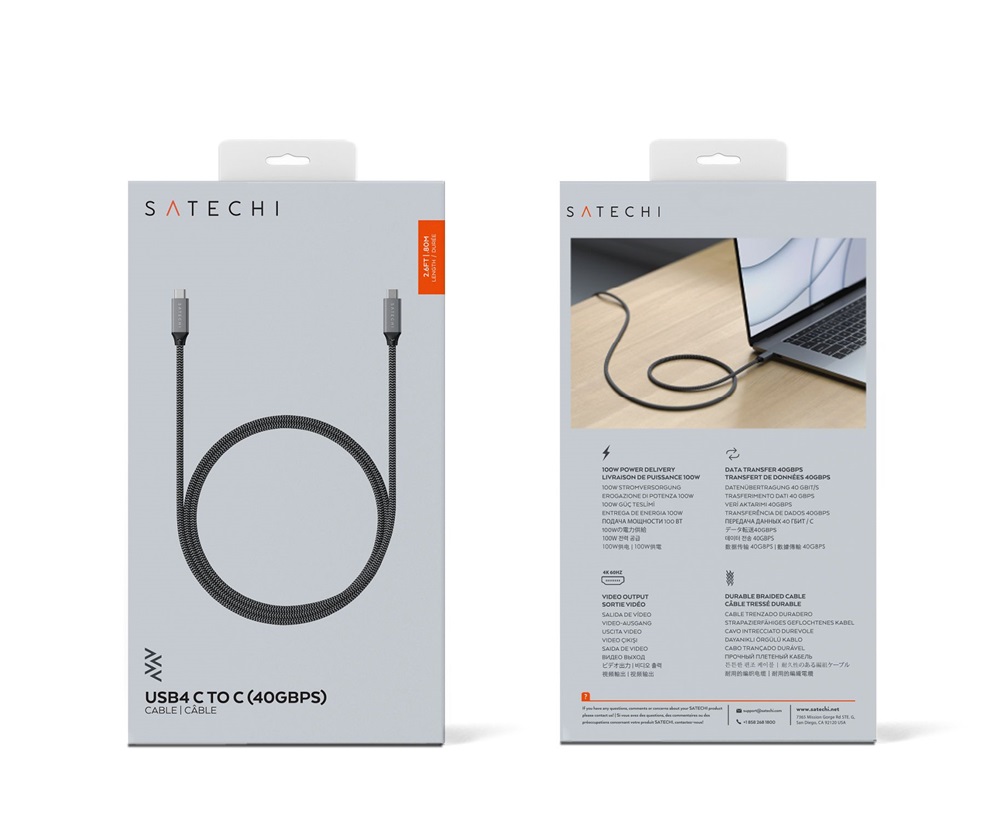 Satechi ST-U4C80M 0,8m USB 4 szürke kábel