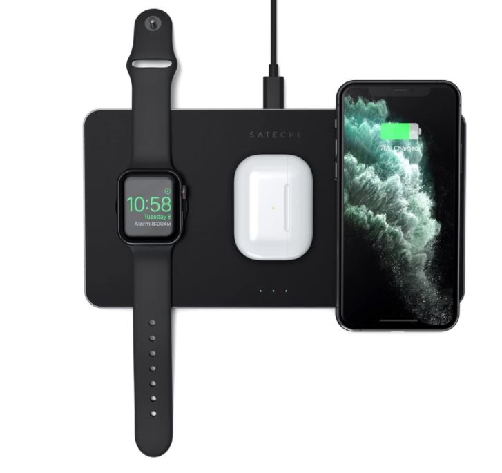 Satechi ST-X3TWCPM Trio Apple Watch/Airpods/iPhone fekete töltőállomás