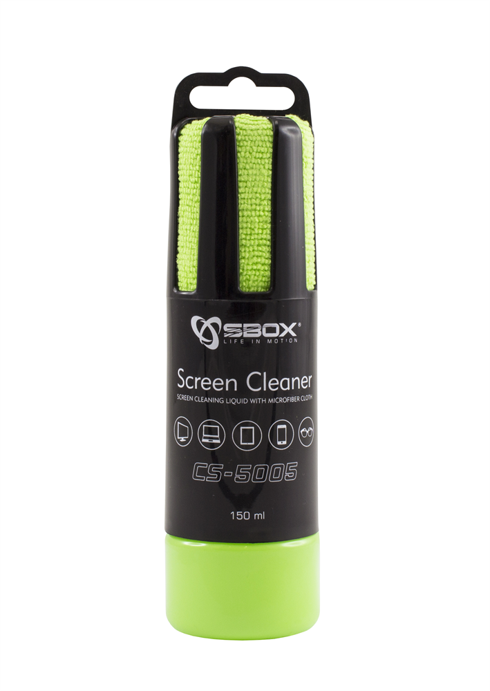 Sbox CS-5005G tisztító folyadék (150ml) + zöld mikroszálas kendő