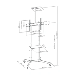 Sbox FS-401-2 37"-70" VESA 600X400 guruló TV állvány